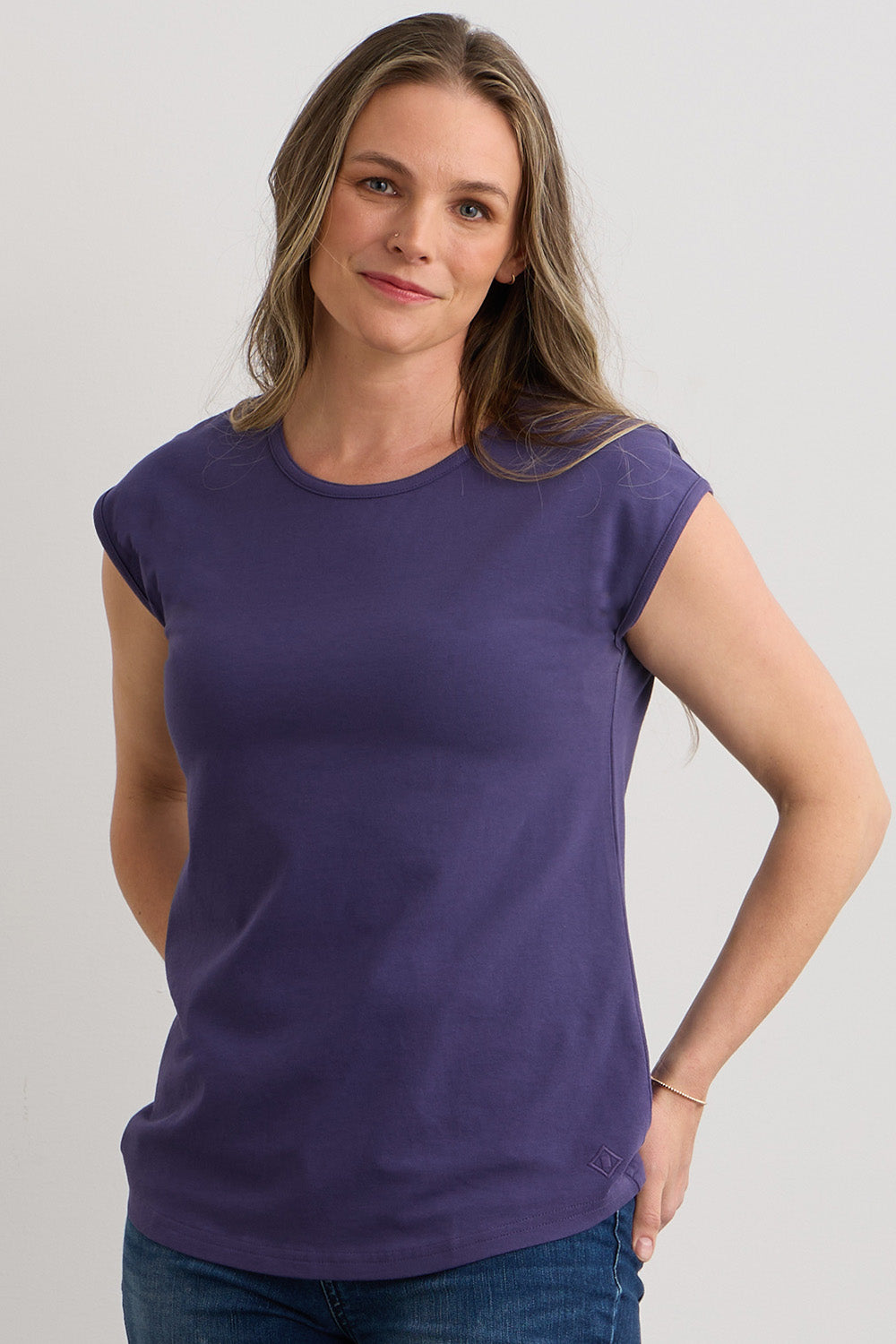 womens organic easy t-shirt - violet blue purple- fair indigo fair trade ethically made