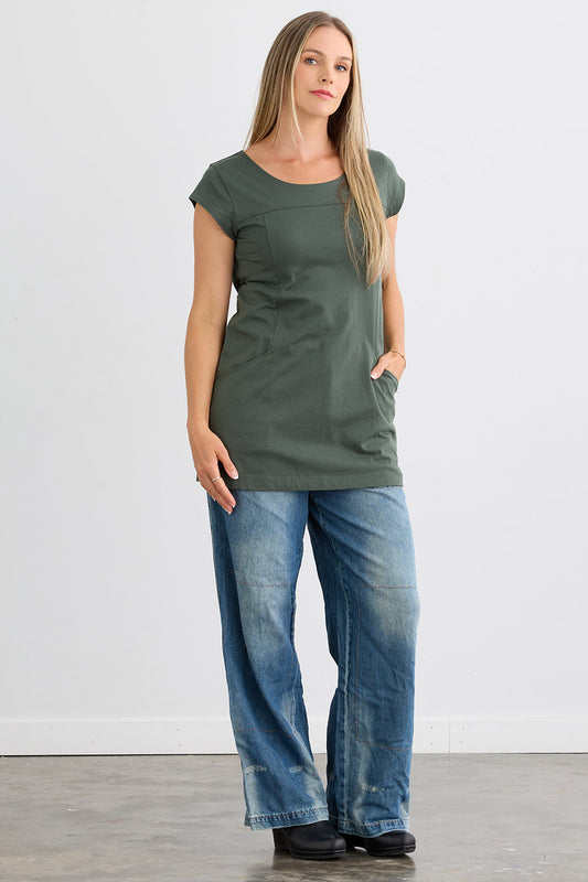 Women's Organic Cotton Cap Sleeve Tunic with Pockets