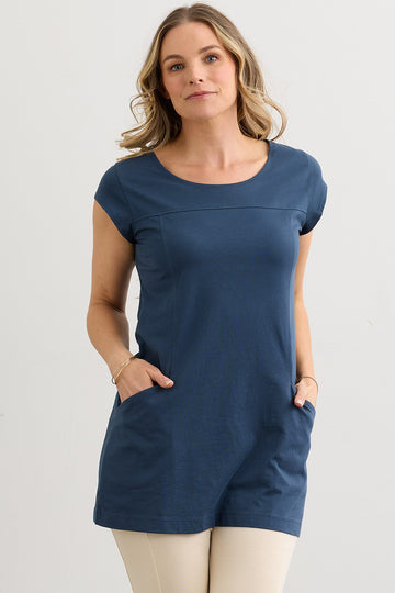Women's Organic Cotton Cap Sleeve Tunic with Pockets