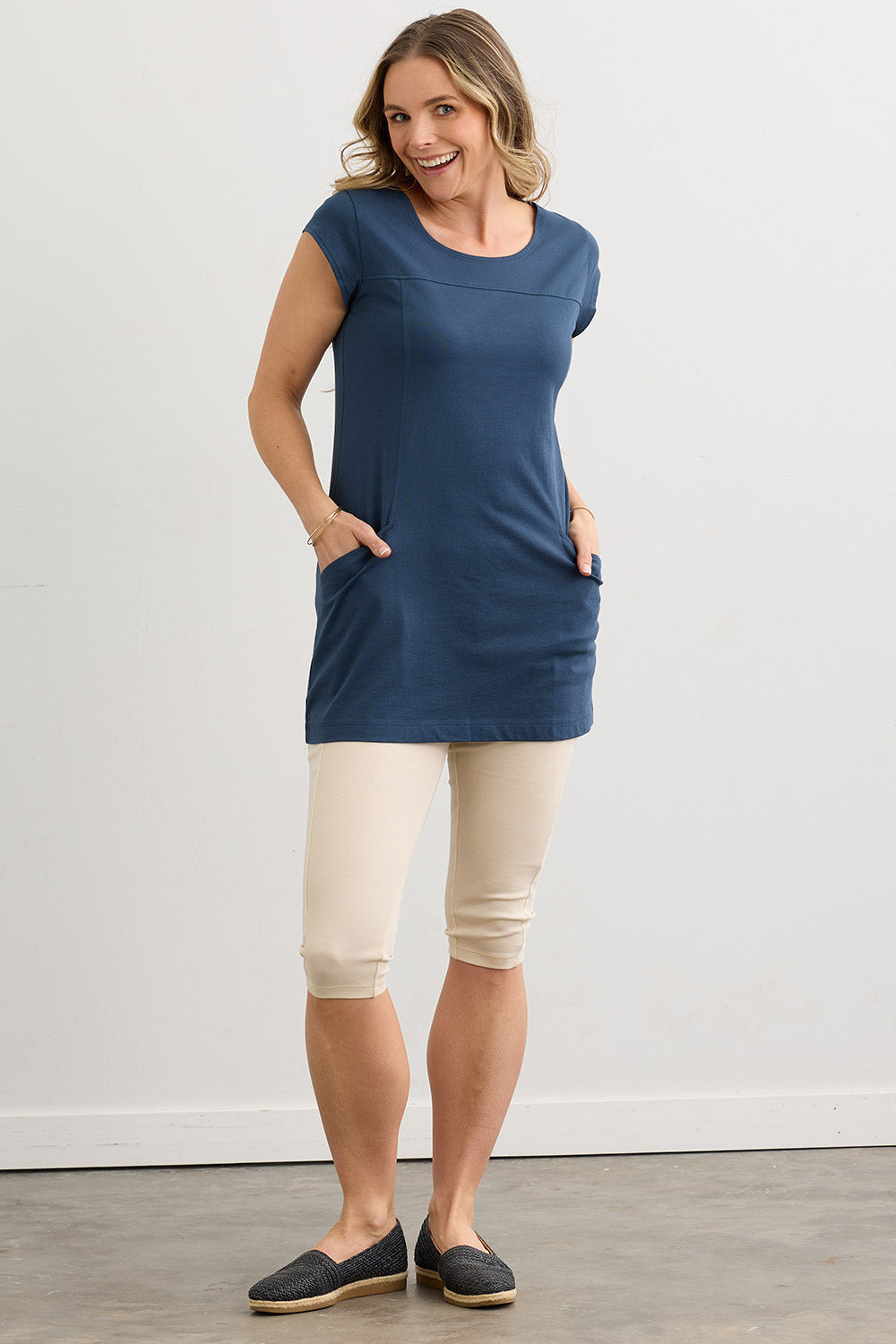 Cotton Tunic Tee with Pockets | Organic Cotton - Fair Indigo