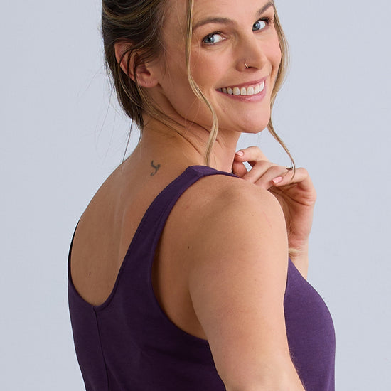 Women's 100% Organic Cotton Midi Tank Dress S / Eggplant Women's 100% Organic Cotton Midi Tank Dress S / Eggplant