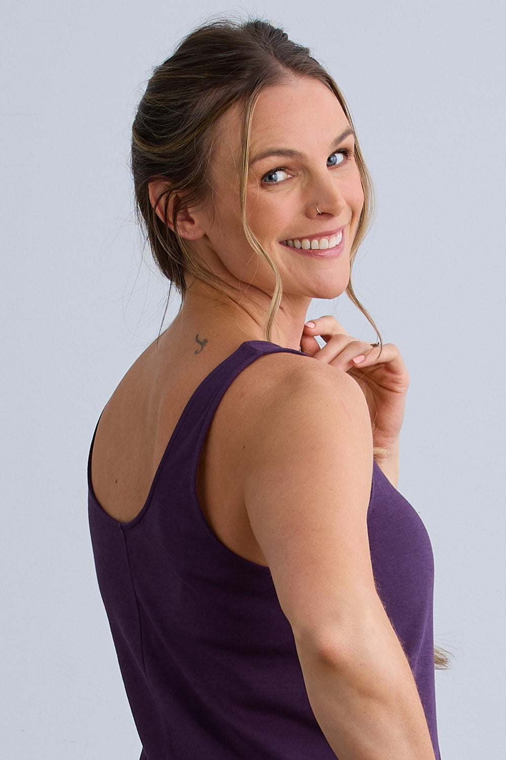 Women's 100% Organic Cotton Midi Tank Dress S / Eggplant Women's 100% Organic Cotton Midi Tank Dress S / Eggplant