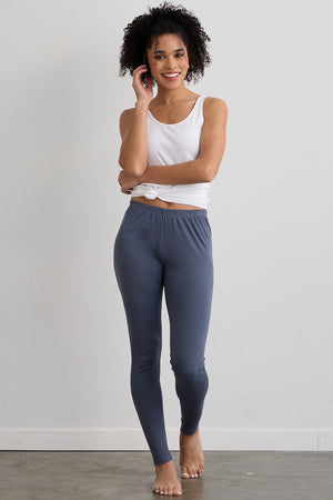 women's all cotton leggings - slate grey - fair indigo fair trade ethically made