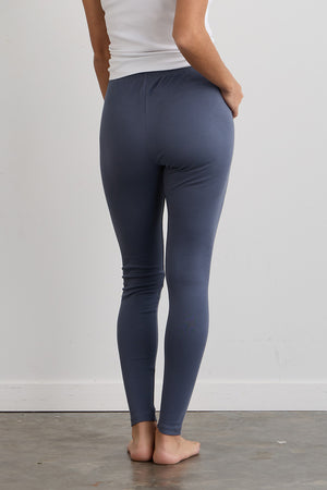 womens 100% cotton leggings - slate blue - fair indigo fair trade ethically made