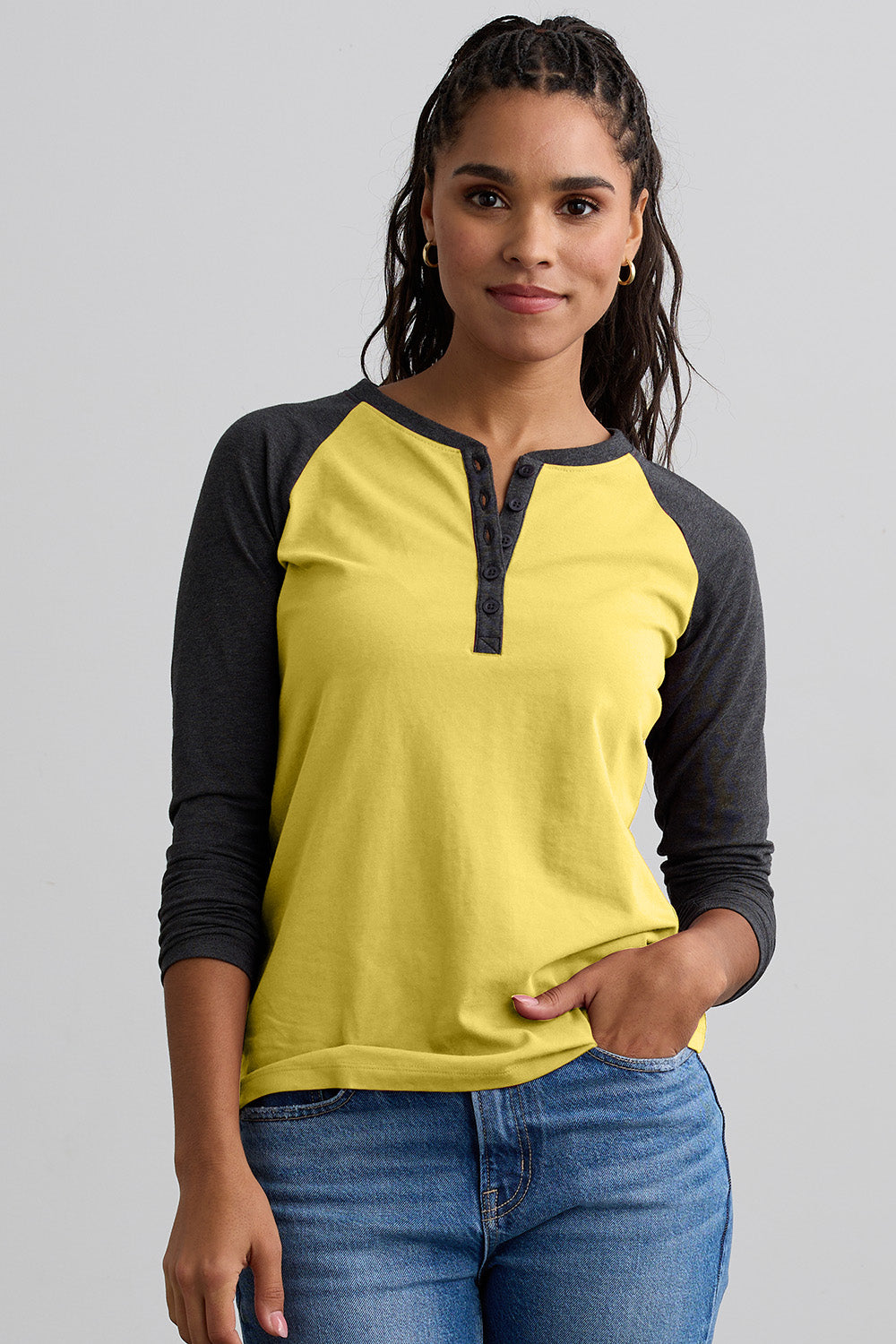 Henley Raglan Women's Long Sleeve Raglan Henley | Organic Cotton | Fair Indigo
