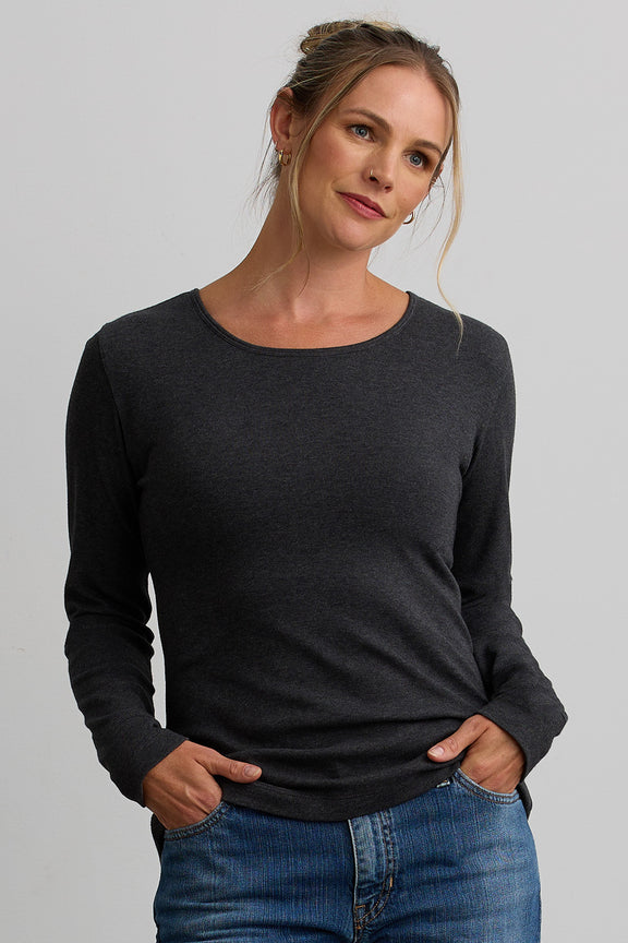 Grey Floral - Sustainably Made Long Sleeve Tee