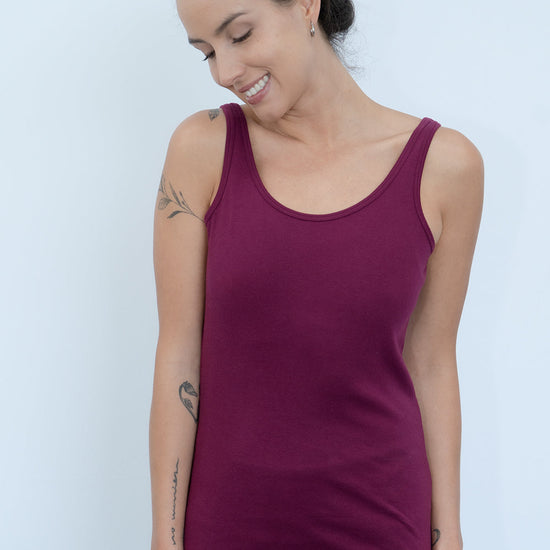 womens organic cotton tank top - boysenberry pink - fair trade ethically made