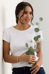 short sleeve organic 100% cotton jewel neck tee white - fair indigo ethically made fair trade