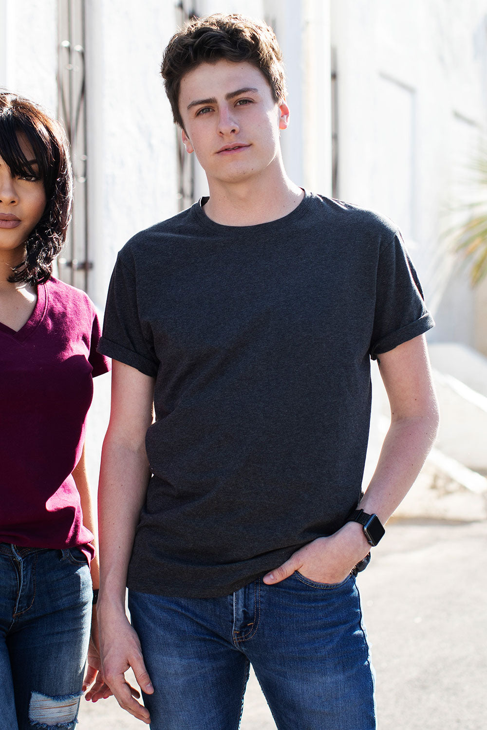 mens organic cotton tshirt- dark charcoal heather grey - fair trade ethically made