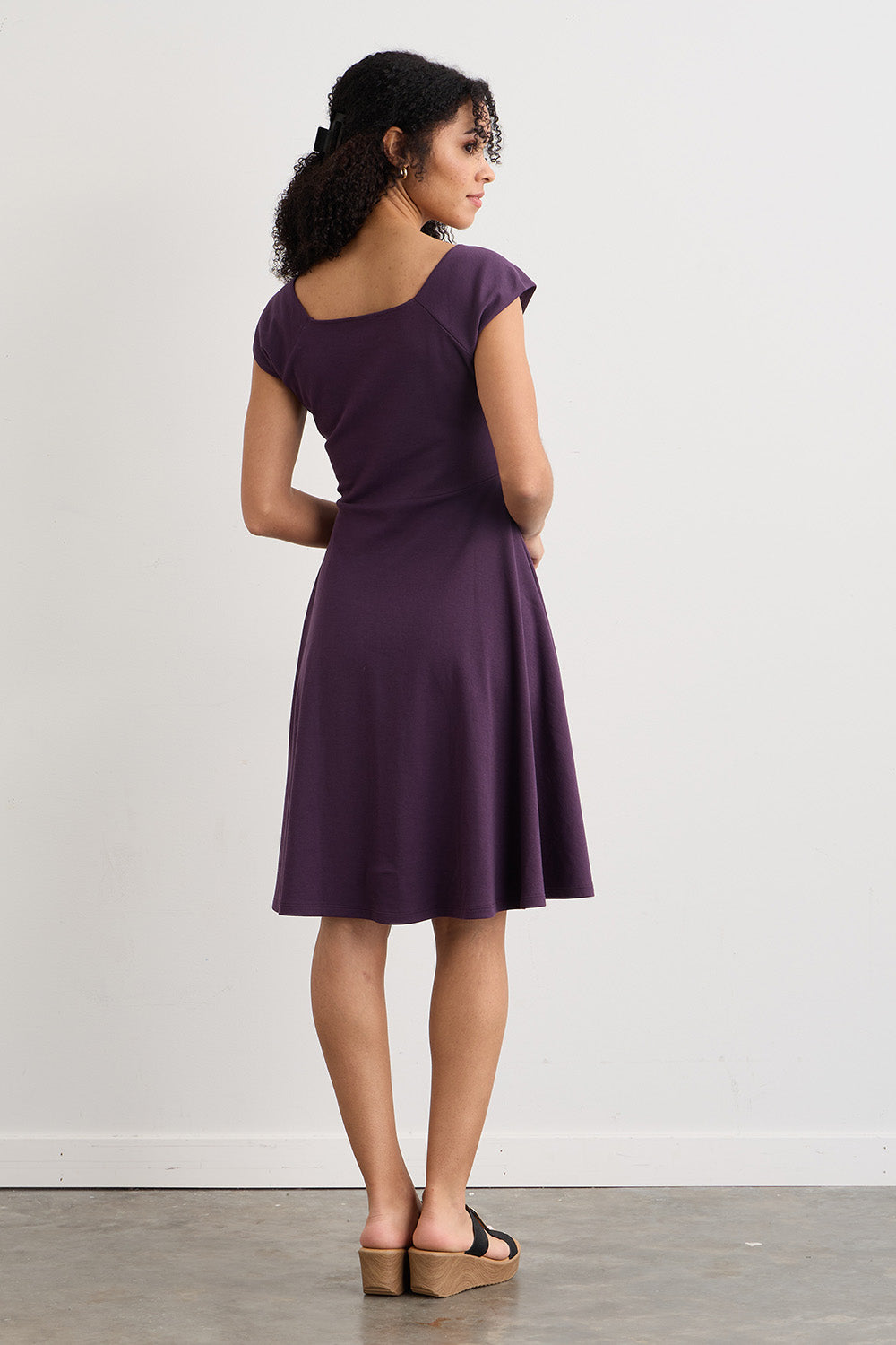 Fair Indigo Women's 100% Organic Pima Cotton Ballet Neck Dress Fair Indigo Women's 100% Organic Pima Cotton Ballet Neck Dress