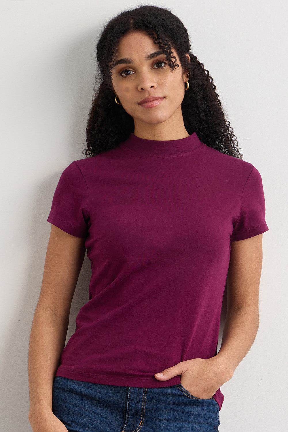 Women's Short Sleeve Mock Neck Top