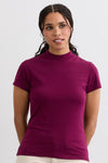 Women's Slim Organic Cotton Short Sleeve Mock Neck Top