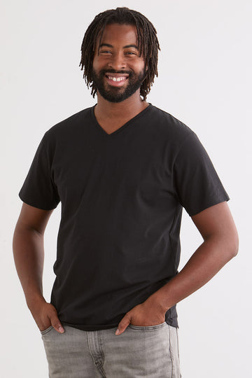 mens organic blend v neck tee - black - fair trade ethically made