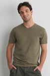 mens organic blend v neck t shirt- fatigue green - fair trade ethically made