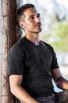 mens organic v-neck tee - black - fair indigo fair trade ethically made