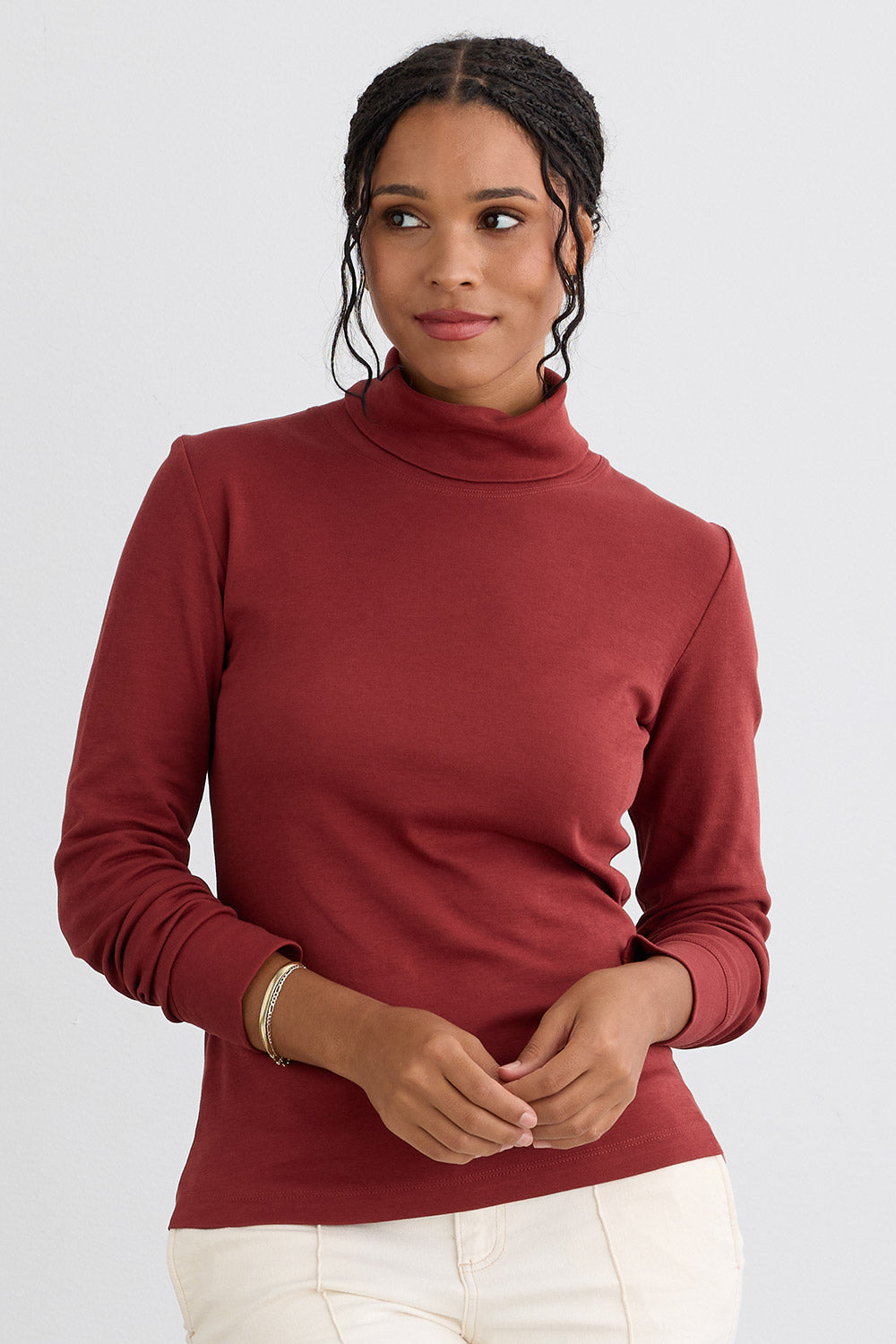 Women's 100% Cotton Long Sleeve Turtleneck | Fair Indigo