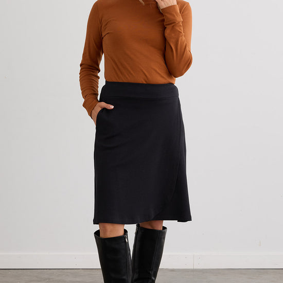 Women's 100% Organic Cotton Faux Wrap Skirt - Cinnamon