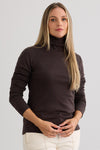 Women's Luxe 100% Organic Cotton Turtleneck - Dark Chocolate