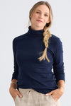 Women's Luxe 100% Organic Cotton Turtleneck - Dark Navy