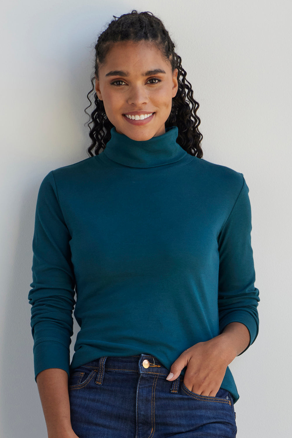 Women's 100% Cotton Long Sleeve Turtleneck