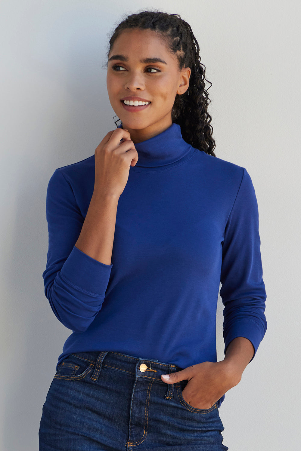 Women's 100% Cotton Long Sleeve Turtleneck | Fair Indigo