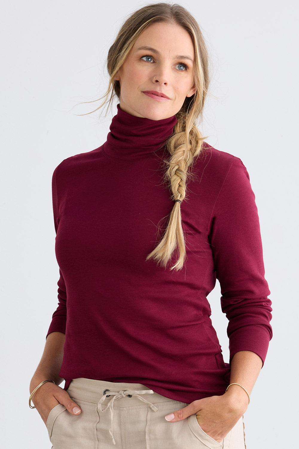 Women's 100% Cotton Long Sleeve Turtleneck | Fair Indigo