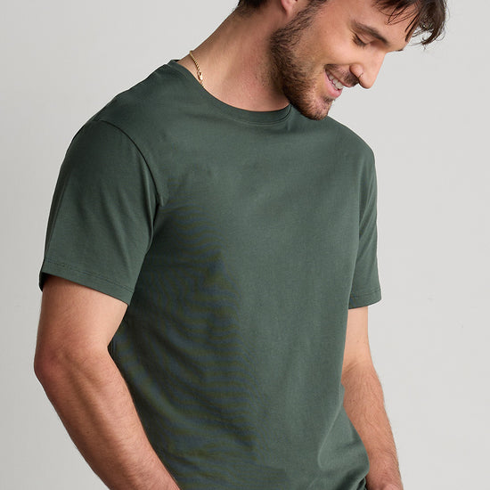 mens organic cotton tshirt- balsam green- fair trade ethically made