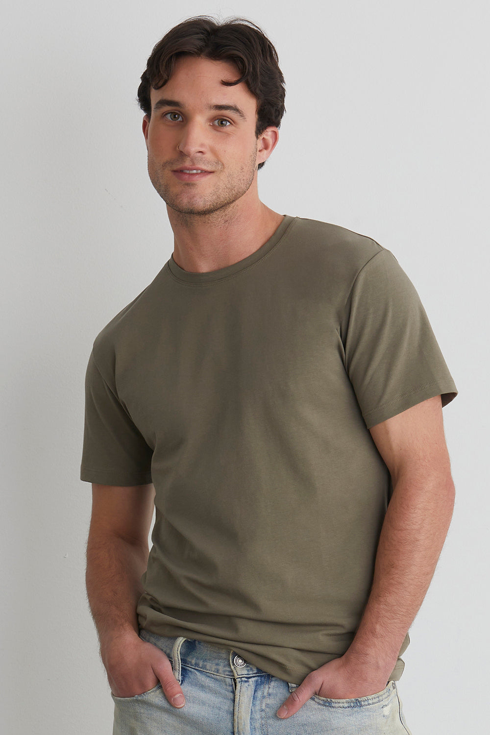 mens organic cotton tshirt- fatigue green- fair trade ethically made