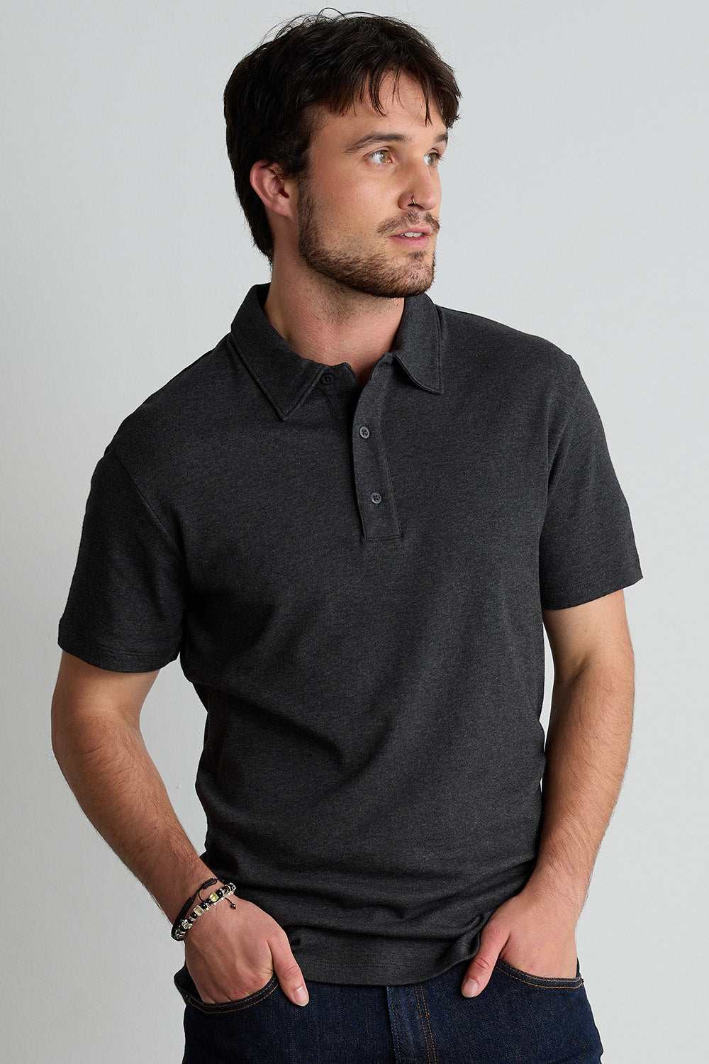 Men's 100% Organic Cotton Polo Shirt XL / Dark Charcoal Heather Men's 100% Organic Cotton Polo Shirt XL / Dark Charcoal Heather