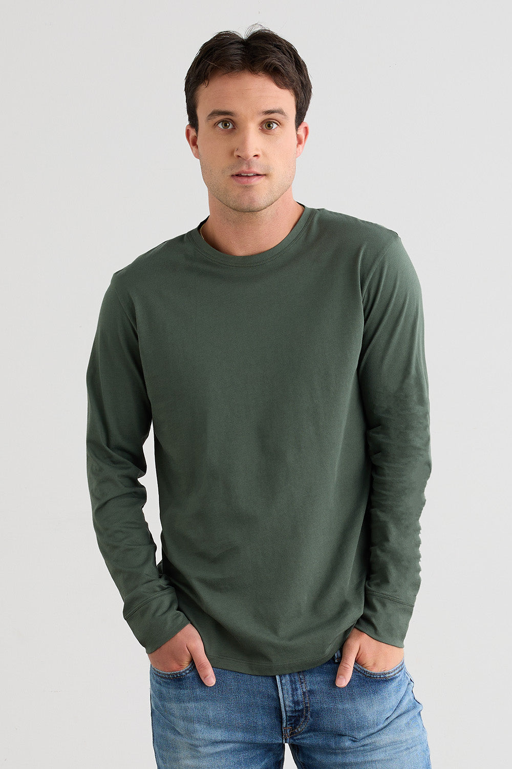 Men's 100% Cotton Long Sleeve Crew Neck T-Shirt | Fair Indigo
