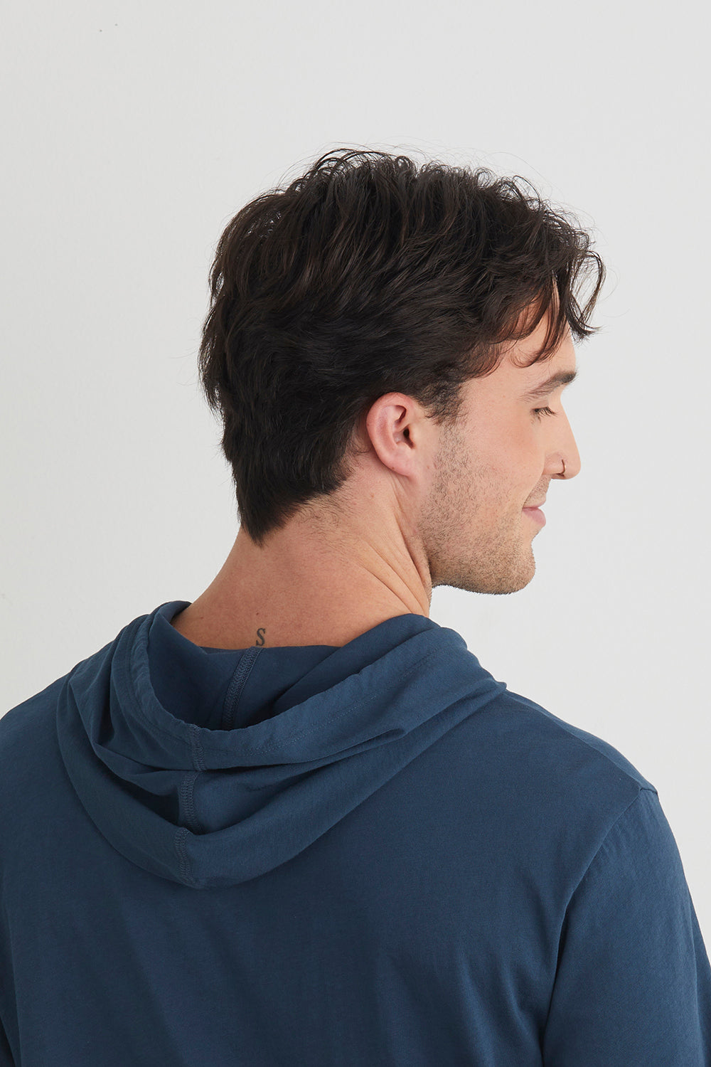 mens organic 100% cotton lightweight pullover hoodie dark ocean blue - fair indigo - fair trade - ethically made