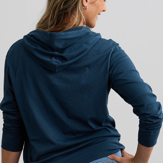 unisex organic pima cotton hoodie dark ocean blue - fair indigo - fair trade - ethically made
