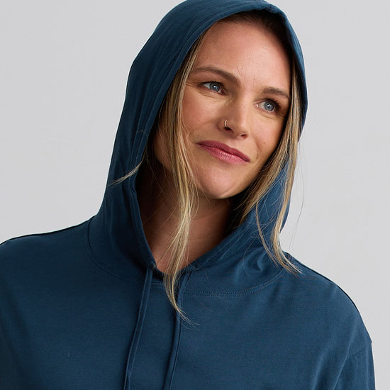 unisex organic all cotton hoodie dark ocean blue - fair indigo - fair trade - ethically made