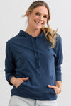 unisex organic all cotton long sleeve hoodie- indigo - fair trade ethically made