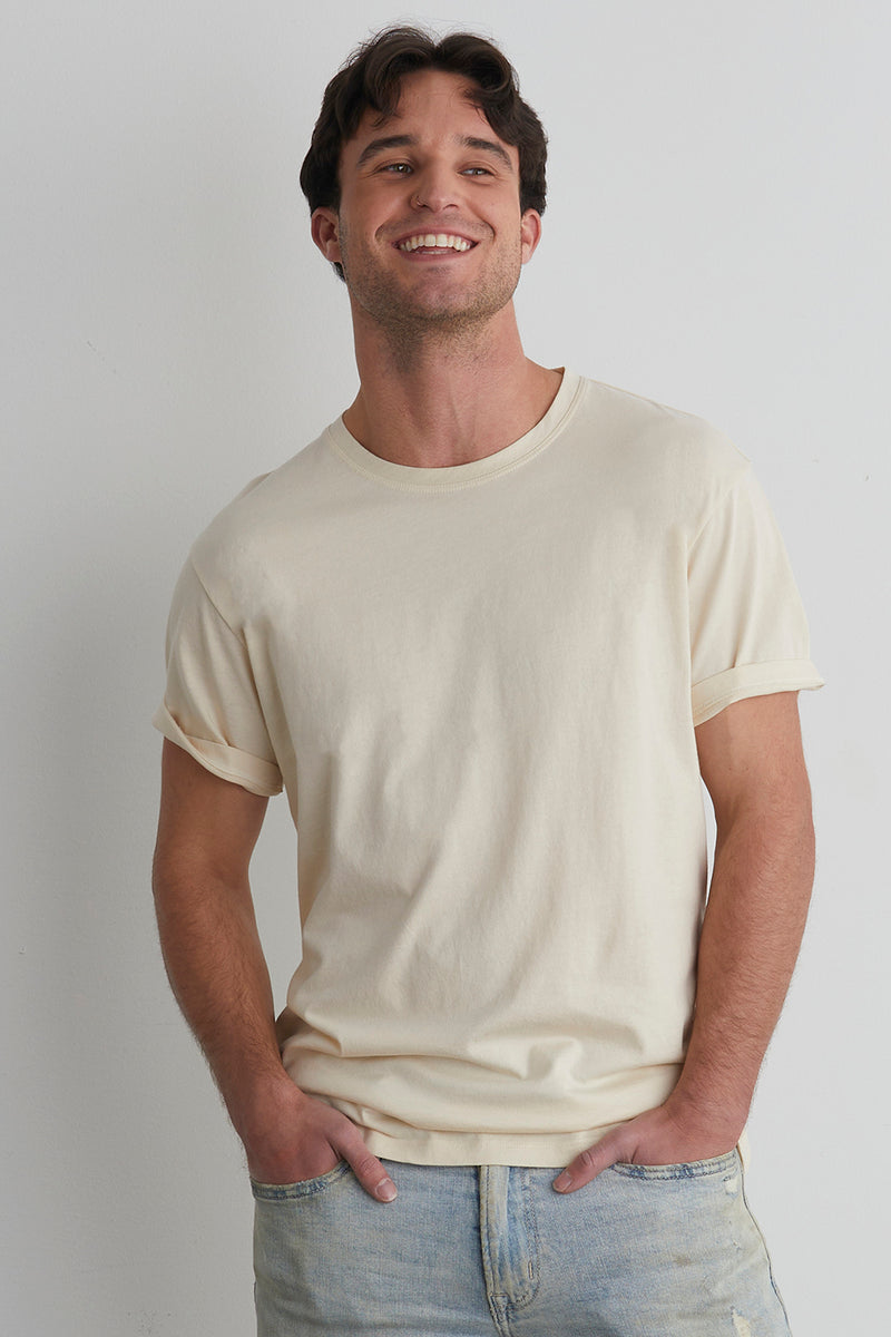 mens 100% organic cotton crew neck t-shirt - stone green - fair indigo fair trade ethically made