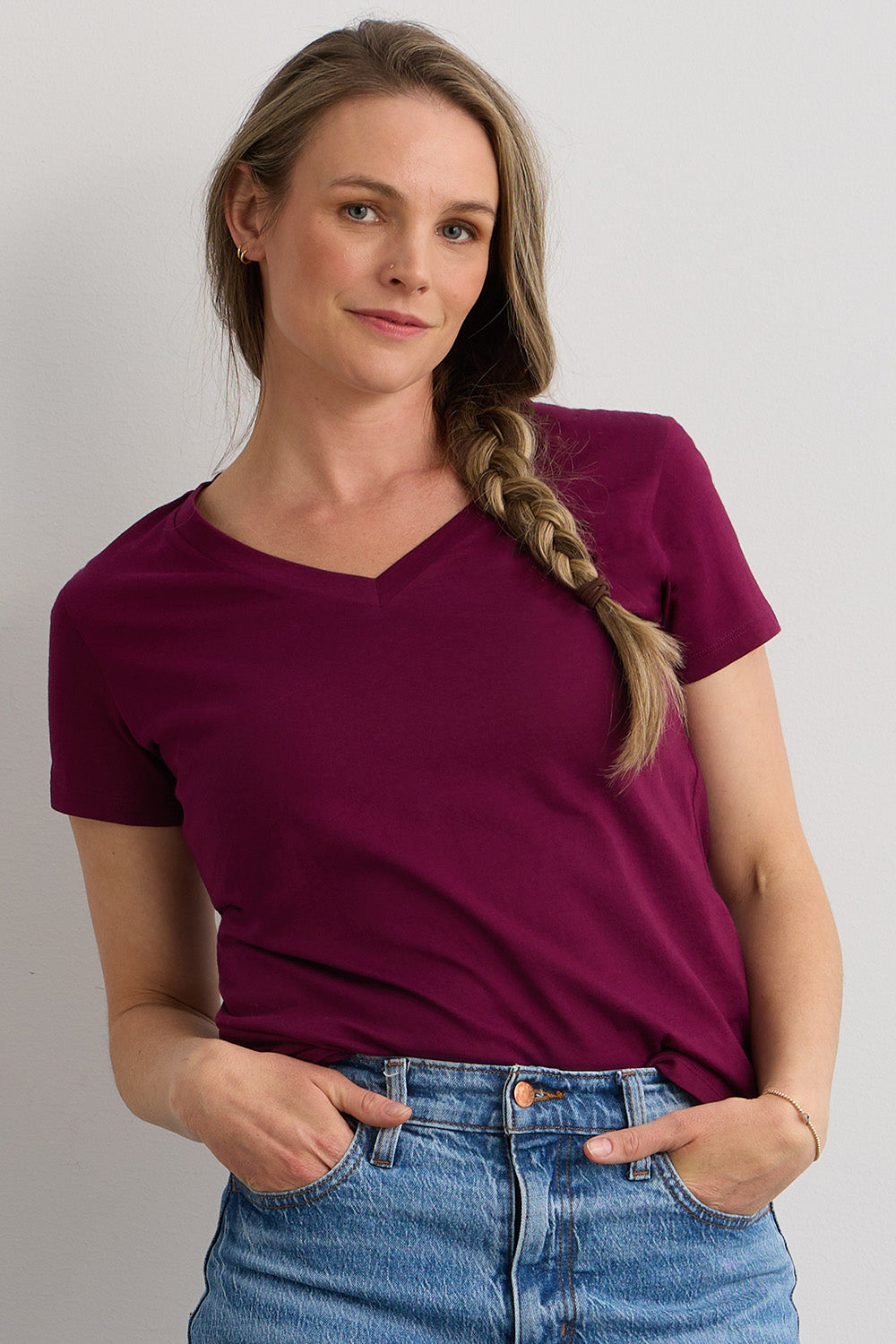 Women's 100% Organic Pima Cotton V-neck T-shirt | Fair Indigo