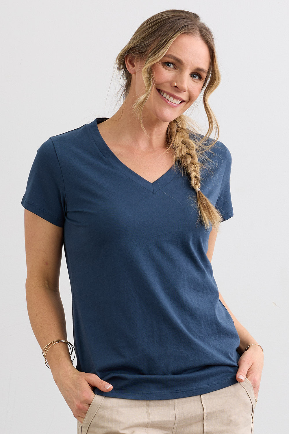 Women's 100% Organic Pima Cotton V-neck T-shirt