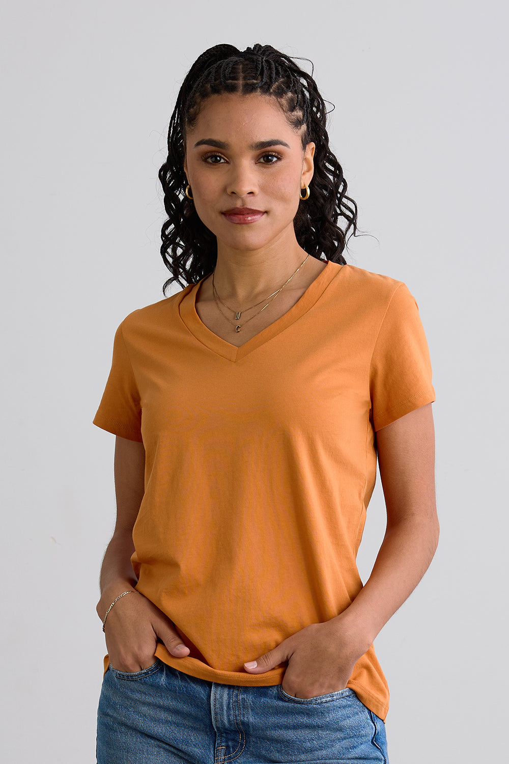 Women's 100% Organic Pima Cotton V-neck T-shirt | Fair Indigo