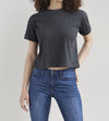 womens organic all cotton relaxed crop t-shirt- charcoal grey - fair trade ethically made