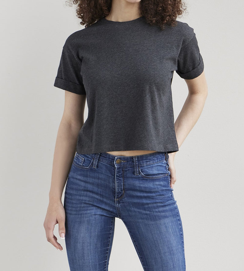 womens 100% organic cotton relaxed crop t-shirt- undyed dye free - fair trade ethically made