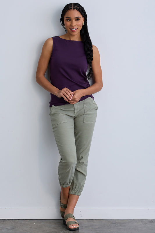 Women's Luxe 100% Organic Cotton Sleeveless Boat Neck Tee