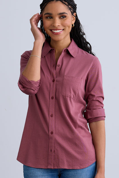 Cotton Knit Button Down Shirt main image 0