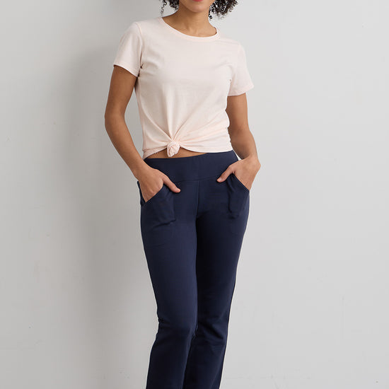 womens organic 100% cotton leggings - navy blue - fair indigo fair trade ethically made