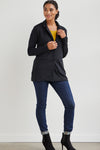 womens organic cotton relaxed knit blazer - black - fair indigo fair trade ethically made