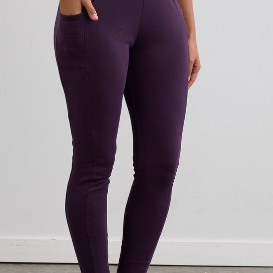 Women's 100% Organic Cotton Capri Leggings | Eggplant Purple| Fair Indigo | Ethically Made Clothing | Fair Trade Clothes