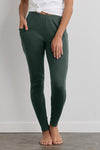 womens organic 100% cotton pocket leggings - balsam green - fair indigo fair trade ethically made