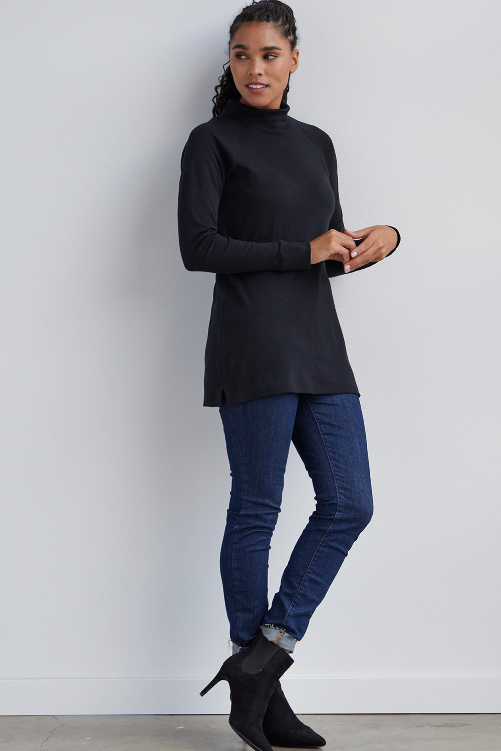 Women's Organic Soft Long Sleeve High Neck Tunic | Luxe Long