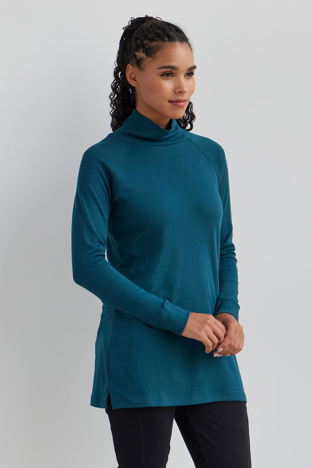 Women's Organic Soft Long Sleeve High Neck Tunic | Luxe Long