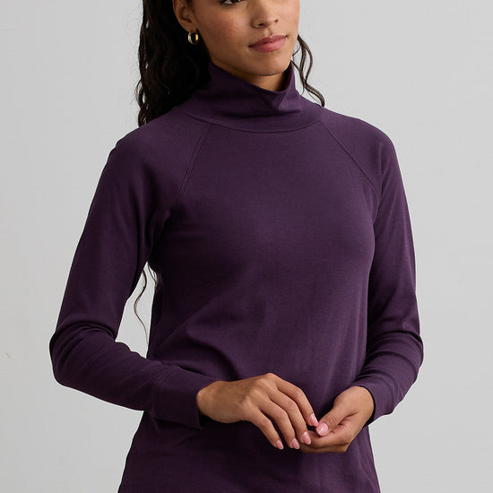 womens organic cotton high neck tunic eggplant purple - fair indigo ethically made