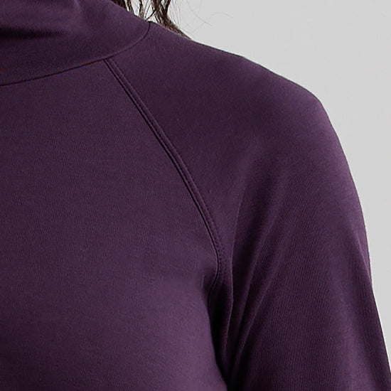 womens organic cotton high neck tunic eggplant purple - fair indigo ethically made